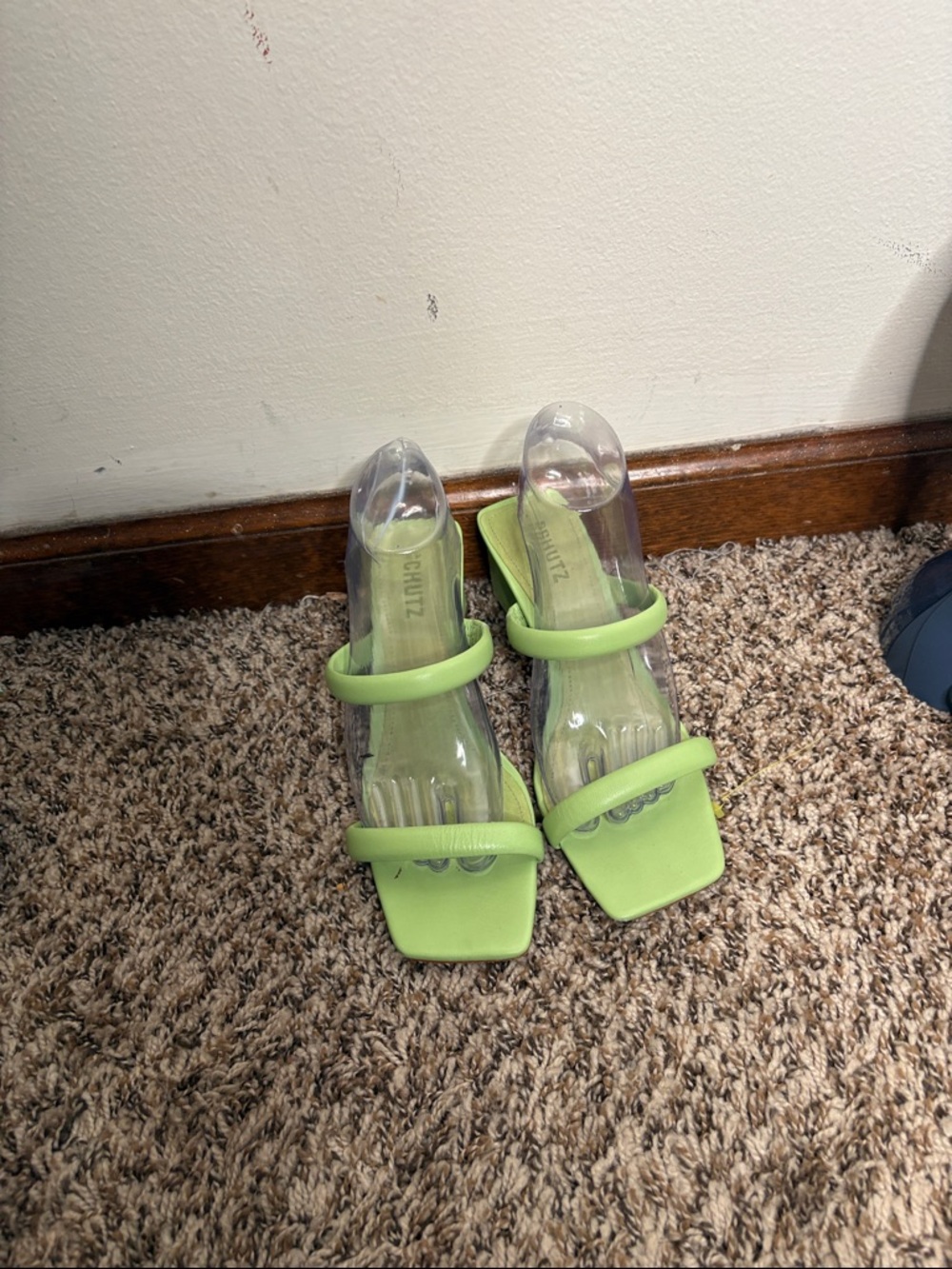 SCHUTZ Neon Green Double-Strap Sandals